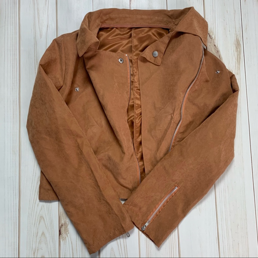 NWOT Brown Zip Up Jacket - Picture 2 of 4